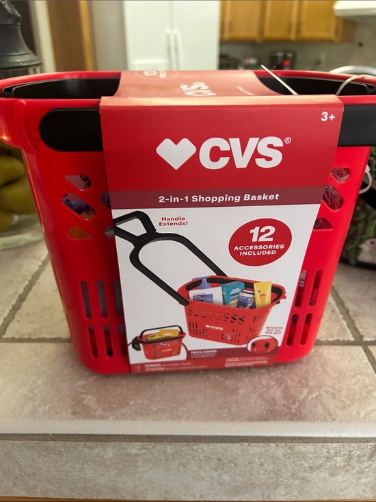 CVS Other - CVS Kids 2-in-1 Red Shopping Basket Toy with Extendable Handle